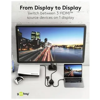 goobay HDMI-Umschaltbox 3 auf 1 (4K @ 60 Hz,