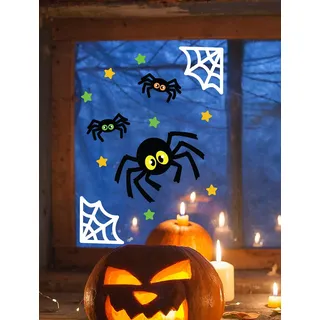 FIESTAS GUIRCA | Spinnen Gel Dekoration (20x25 cm) - Wand-, Tür- und Fensterdeko - Ideal für Halloween und Gruselfeste - Spinnen Dekoration für Feiern - Mehrfarbig