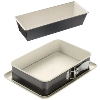 Dr. Oetker 9928850 2er Set Kuchenform Kastenform Kuchenform Rechteckige Kuchenform Keramik Stahl Keramik 30x13x7,5cm und 28x18x7cm