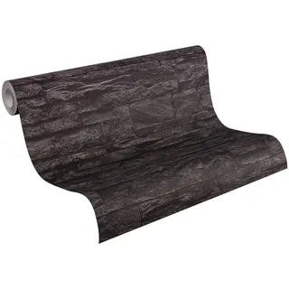 A.S. Creation Vliestapete Best of Wood and Stone Tapete in Stein Optik fotorealistische Steintapete Naturstein 10,05 m x 0,53 m grau schwarz Made in Germany 707123 7071-23