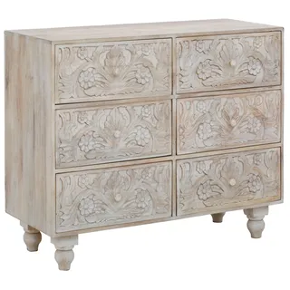 Home affaire Kommode »Lavin Sideboard« Mangoholz, mit dekorativen Schnitzereien, Handgefertigt, Breite 110 cm, beige