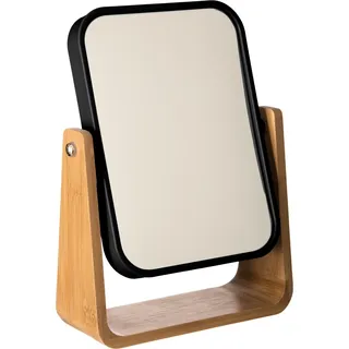 5five Simply Smart Kosmetikspiegel Natureo Black, Schminkspiegel, Glas, Bambus, Kunststoff, Schwarz, 16 x 22 cm, 140751N - Braun