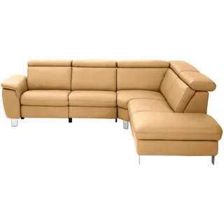 Cantus Ecksofa , Cognac , Leder , Echtleder , Rindleder , Uni , Ottomane rechts, L-Form , 271x239 cm , Typenauswahl, Bettkasten erhältlich, Fußauswahl, Lederauswahl, Stoffauswahl, Hocker erhältlich, Rückenfutter , Wohnzimmer, Sofas & Couches, Wohnlandschaften, Ecksofas