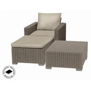 Keter Gartenmöbel Keter Set Tisch + Sessel + Fußhocker California cappuccino KT-610225