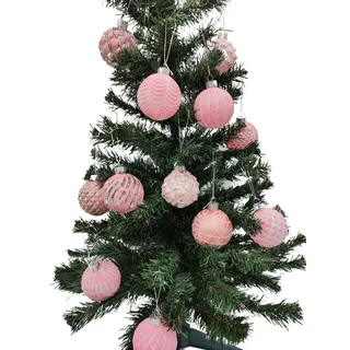 Buri Glas-Weihnachtsbaumkugeln rosa 12er-Set 6cm Christbaumschmuck Weihnachtsdeko