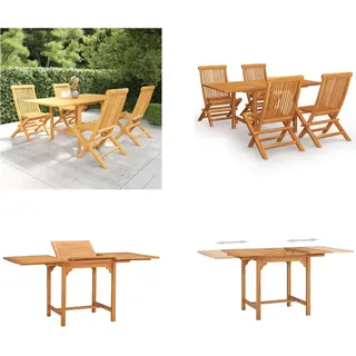 vidaXL 5 tlg. Garten Essgruppe Massivholz Teak - Garten-Essgruppe - Garten-Essgruppen - Gartenmöbel-Set - Gartenmöbel-Sets - Braun
