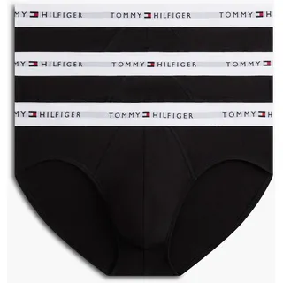Slip "BRIEF", Herren, Gr. M (50), 3 Stk., schwarz, schwarz, schwarz, Jersey, Obermaterial: 95% Baumwolle, 5% Elasthan, TOMMY HILFIGER UNDERWEAR, unifarben, Unterhosen Slip, Unterhose mit Logobund, Topseller