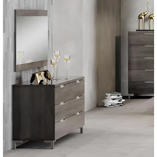 Set Kommode Spiegel Holz Kommoden Kommodenschrank Modern Gruppe Sideboard Möbel - Grau