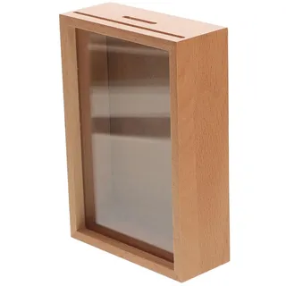 Kisangel Holz Spardose mit Bilderrahmen Multifunktionale Spardose und Münzaufbewahrungsbox mit Sichtfenster für Zuhause und Restaurant