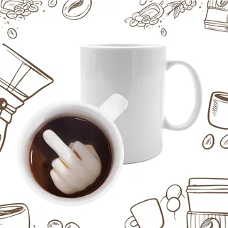 Mad Monkey Mittelfinger Tasse 0,3 l Weiß 3 St.