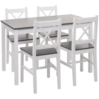 MCW Esszimmer-Set Weiß, Grau , Holz , 108x86x64 cm , Esszimmer, Bänke, Tischgruppen & Eckbankgruppen