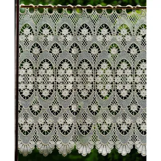 Plauener Spitze by Modespitze, Store Bistro Gardine Scheibengardine mit Stangendurchzug, hochwertige Stickerei, Höhe 60 cm, Breite 96 cm, Creme