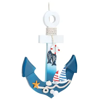 com-four® Dekorativer Anker aus Holz - Schifffahrt Deko zum Aufhängen - Maritime Hängedeko für zu Hause