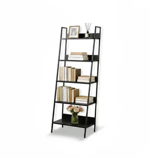 Relaxdays Standregal, modernes Leiterregal mit 5 Ablagen, schwarz | für Pflanzen, Bücher & Deko, HBT: 170 x 60 x 30 cm