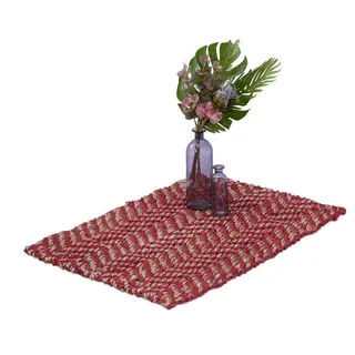 Relaxdays Juteteppich , Dunkelrot , Textil , 60x90 cm , Teppiche und Böden, Teppiche, Teppichläufer, Läufer