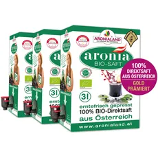 Bio Aronia Saft - GOLD PRÄMIERT in der 3 Liter Box (3er Pack)