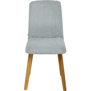 Kare Design Stuhl Lara Cord, Blau, Esszimmerstuhl, Beine aus massivem Eichenholz, 92x44x45cm (H/B/T)