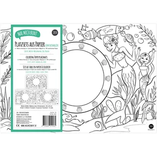 12 Platzset Kinder aus Papier, Papier-Tischset Kinder: Motive Zoo, Meerjungfrau und Pirat, Kinder-Platzsets zum Ausmalen, Bastelunterlage, Kinderbeschäftigung, Mal Mich Bunt