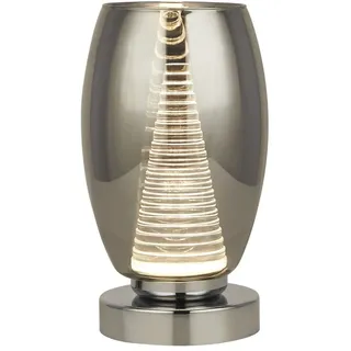 LED Tischleuchte Tischlampe 20,5 cm Chrom Rauch Glas Metall 3000 K 210 lm