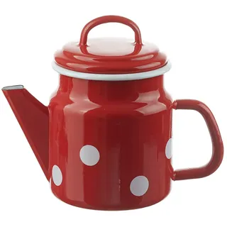 Münder-Emaille - Teekanne - Rot mit weißen Tupfen - Ø12xH17cm - 1 L