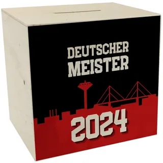 speecheese Spardose aus Holz Leverkusen Spruch Deutscher Meister 2024 Ideal | für Leverkusen-Fans Fußball Meisterschale Liga Triumph NRW Rhein Meisterschaft 2024