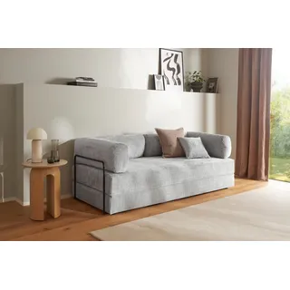 Schlafsofa HOMSY BY ANA JOHNSON "Folda, Dauerschläfer, Breite 206 cm, Liegefläche 181x198 cm", hellgrau, B:206cm H:72cm T:94cm, Sofas, Schlafsofa, mit Bett-/Schlaffunktion, inkl. 1x Zierkissen, Tonnentaschenfederkern