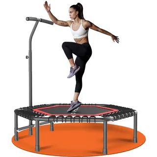 DH FitLife Fitnesstrampolin Ø114 cm, Festkonstruktion, 150 kg Tragfähigkeit, leise, 3-fach verstellbarer Handgriff