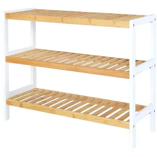 tavora Badezimmerregal mit 3 Ablagefächern, 70 x 26 x 55 cm, Natur/Weiß