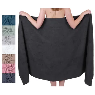 Betz Badetuch XXL 100x200 cm – 1 Stück – Saunatuch & Strandtuch aus 100% Baumwolle, 360 g/m2 – saugstark & weich – großes Handtuch mit Aufhänger – Serie Berlin – Farbe Graphit