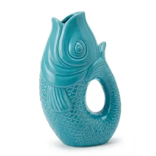 WESTCRAFT Fischvase aus Keramik, 4 Pastell Farben, 9 bis 22 cm, Koi Karpfenform, Blumenvase für stilvolles Wohnen, für dekorative Tischdekoration zuhause - handgefertigt (Türkis (H 22cm, Gross))
