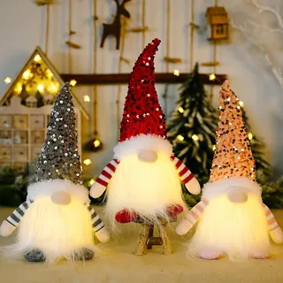 haweeli Weihnachtsdeko Wichtel Figuren, 3 Stücke Handgemachte Weihnachtswichtel Santa Tomte Gnom für Weihnachten Deko(10 * 30CM)