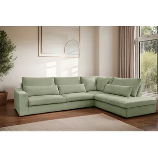 kaiser möbel Ecksofa SVEN in L-Form für das Wohnzimmer, Stoff Poso Hellgrün Rechts - Grün