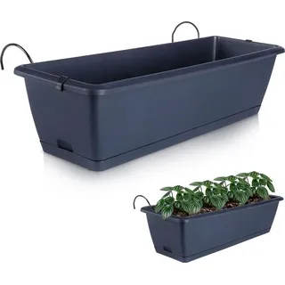 Balkon-Hängetopf mit Fass in Anthrazit für Kräuter