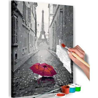 Vlies Malen nach Zahlen - Paris (Red Umbrella) 40x60 cm Städte n-A-0340-d-a