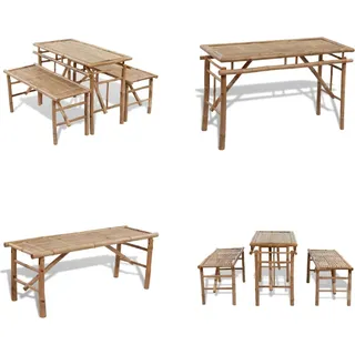 vidaXL Biertisch mit 2 Bänken 100 cm Bambus - Picknicktisch - Picknicktische - Terassentisch - Terassentische - Braun