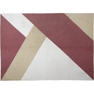 HOME DECO FACTORY Geometrischer Baumwollteppich 120x170 cm Beige | Baumwolle, geometrischer Teppich, 120x170 cm, modernes bequemes Design, Wohn- oder Schlafzimmer, Beige