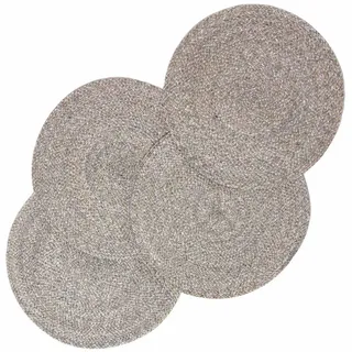 Homescapes Tischset silber im 4er-Set, Platzsets rund geflochten, 40 cm , Silberfarben , Textil , Uni , Rund , 40x40 cm , Oeko-Tex® , Heimtextilien, Wohntextilien, Tischwäsche, Tischsets