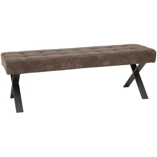 Hela Tische, Sitzbank Esszimmerbank Donna, Bezug Softex Vintageoptik braun X-Metallgestell Anthrazit, 140x45x48 cm
