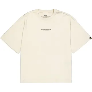T-Shirt ALPHA INDUSTRIES "Studio Edition Backprint T-Shirt", Herren, Gr. XL, weiß (vintage weiß), Obermaterial: 100% Baumwolle, Shirts T-Shirt