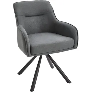 Livetastic Armlehnstuhl , Grau, Schwarz , Metall, Textil , Füllung: Schaumstoff, Taschenfederkern , Drehkreuz , 62x84x62 cm , Esszimmer, Stühle, Polsterstühle