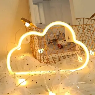 Taeku LED Neonlicht – Neon Sign Wanddeko Lampe USB Nachtlicht für Schlafzimmer Kinderzimmer Mädchen Zimmer Gaming Room Party Dekoration Neon Beleuchtung (Wolke Weiß)