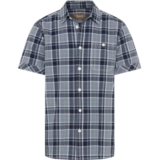 Karohemd MAN'S WORLD "in Crinkleoptik", Herren, Gr. 4XL (49/50), N-Gr, blau kariert, Web, Obermaterial: 100% Baumwolle, Crinkleoptik, bequem normal, Hemden Karohemd, Kurzarm, für Frühling und Sommer, aus Baumwolle, bequeme Passform, Topseller