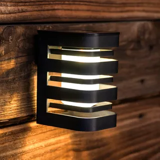 LUMILED Solar Wandlampe für Außen LED Fassaden Solarleuchte IP44 Spritzwasserdicht, Warmweiß 3000K, Außenwandleuchte Solarleuchten für Garten, Zaun, Garage, Balkon, Veranda - Schwarz