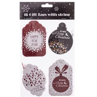 Packung mit 16 Etiketten, Weihnachtsgeschenk, Anhänger