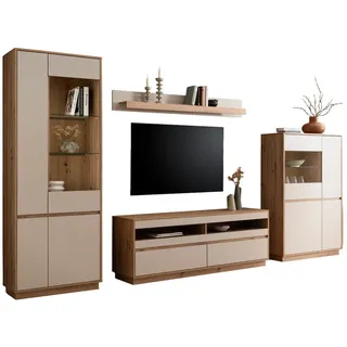 furn.design Wohnwand "Kiruma" in Kaschmir, und Artisan Eiche Wohnkombination 4-teilig 342 cm, Soft-Close - Beige