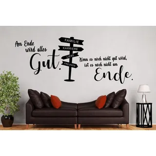 tjapalo® a49 wandtattoo am ende wird alles gut und wenn es nicht gut ist Wandspruch Wohnzimmer Familie Freunde Jugendzimmer Wandtattoo Wohnzimmer sprüche, Farbe: Schwarz, Größe: B58xH20cm