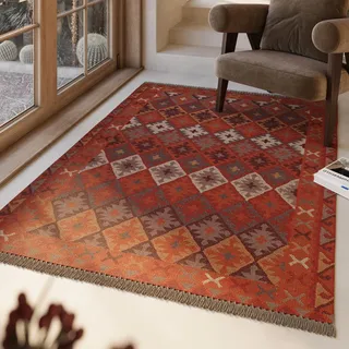 Green Looop »Pierre« rechteckig 5 mm Höhe Fransen, Kelim, handgewebt, Natur, Wohnzimmer, Schlafzimmer, Ethno