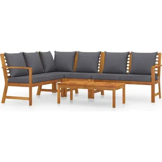 vidaXL 5-tlg. Garten-Lounge-Set mit Auflagen Massivholz Akazie - Grau