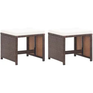 Maison Exclusive Gartenhocker 2 Stk. mit Sitzkissen Poly Rattan Braun - Braun