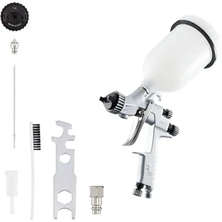 BenBow Lackierpistole PK70 - MP 1,3mm Düse, Druckluft, professionell - Spray Gun mit 600ml Plastikbecher
